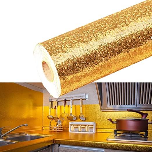 Aluminum Foil Kitchen Backsplash Peel and Stick Shelf Liner for Kitchen Cabinets